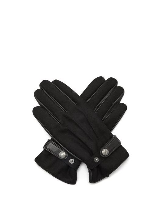 Dents - Guildford Flannel And Leather Gloves - Mens - Black