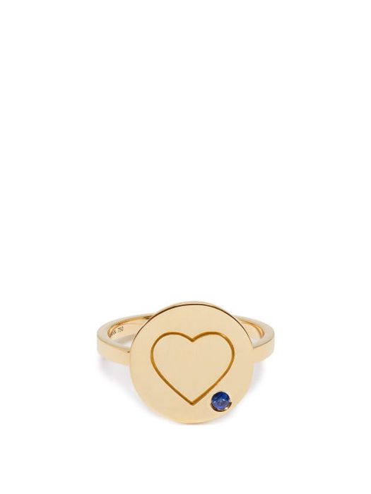Aurélie Bidermann Fine Jewellery - Heart Sapphire & 18kt Gold Ring - Womens - Yellow Gold