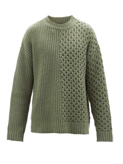 Altu - Cable And Rib-knit Merino-blend Sweater - Mens - Green
