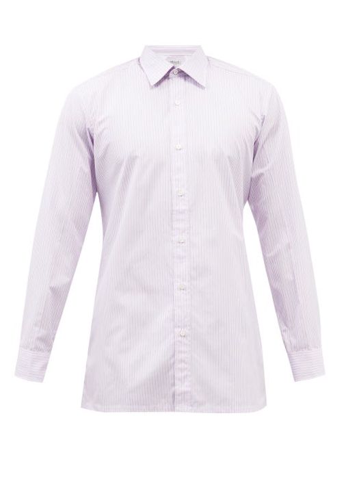 Charvet - Striped Cotton-poplin Shirt - Mens - Pink Multi