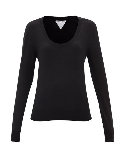 Bottega Veneta - Scoop-neck Cashmere-blend Sweater - Womens - Black