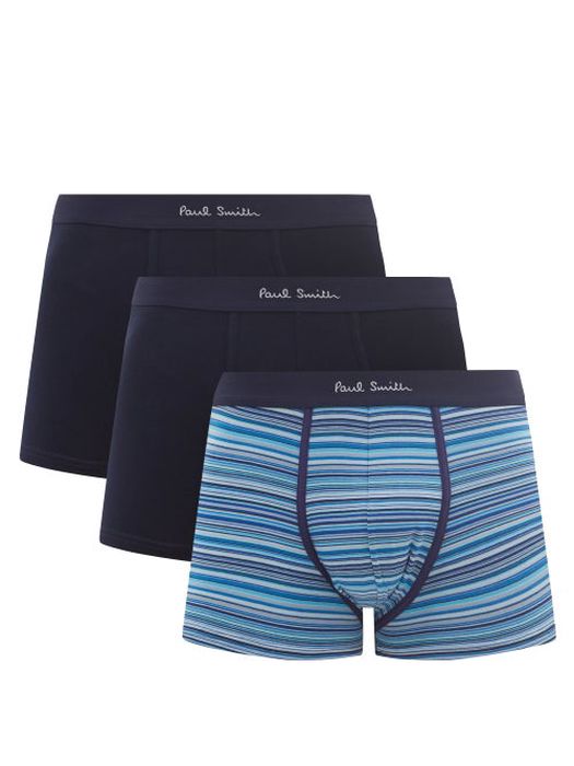 Paul Smith - Pack Of Three Cotton-blend Boxer Briefs - Mens - Navy Multi