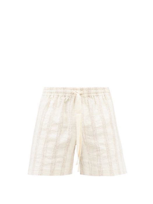 Commas - Stripe-jacquard Cotton-blend Hopsack Shorts - Mens - Cream Stripe
