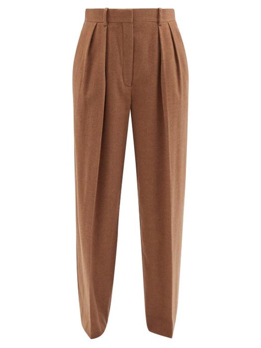 The Row - Igor Silk-blend Tailored Trousers - Womens - Brown