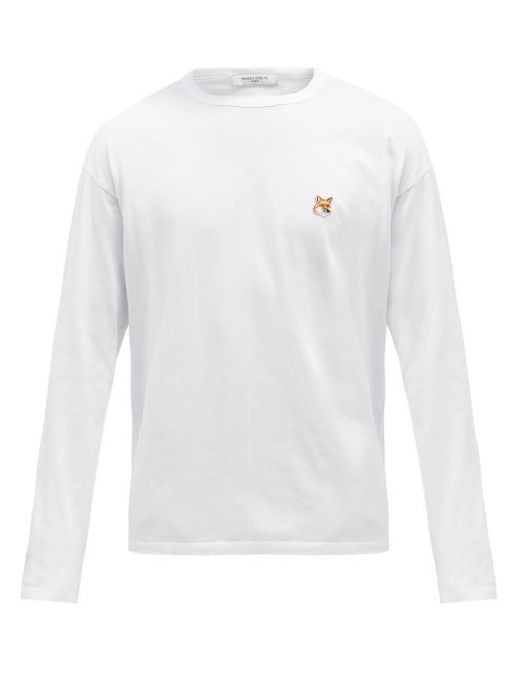 Maison Kitsuné - Fox-head Cotton-jersey Long-sleeved T-shirt - Mens - White
