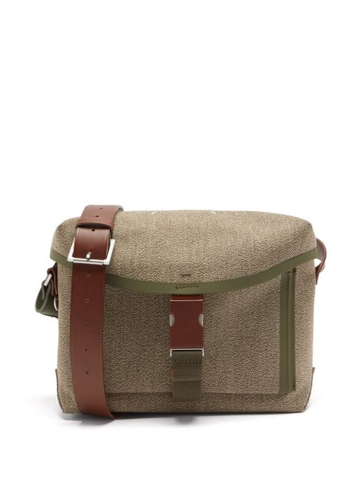 Maison Margiela - Leather-trimmed Canvas Cross-body Bag - Mens - Green