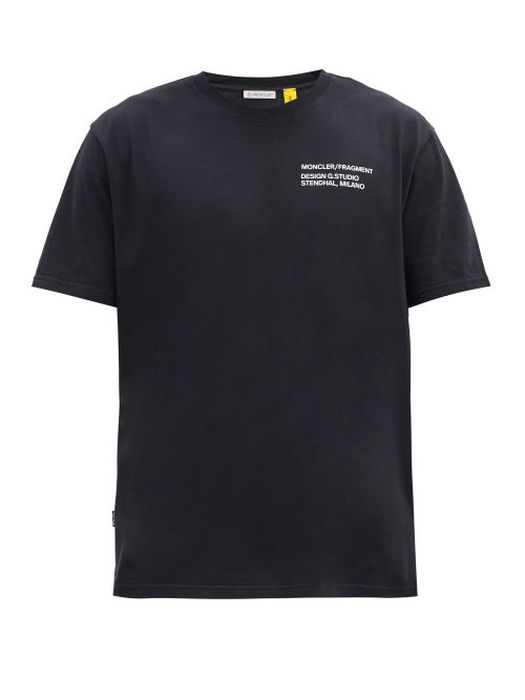 7 Moncler Frgmt Hiroshi Fujiwara - Logo-print Cotton-jersey T-shirt - Mens - Black