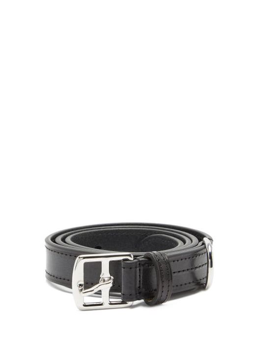 Anderson's - Buckled Topstitched Leather Belt - Mens - Black