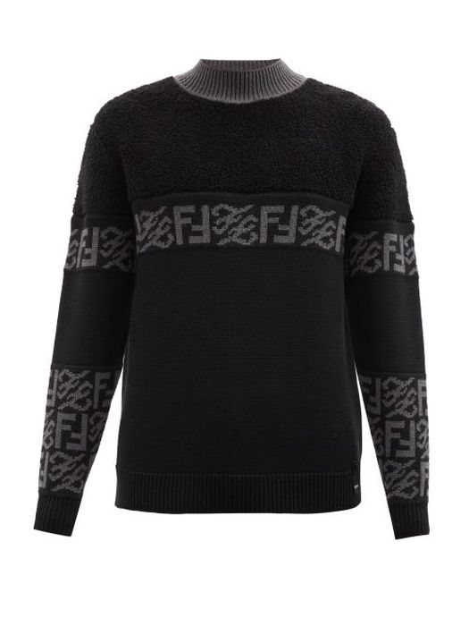 Fendi - Ff-jacquard Wool Sweater - Mens - Black