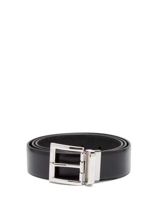 Prada - Reversible Leather Belt - Mens - Black