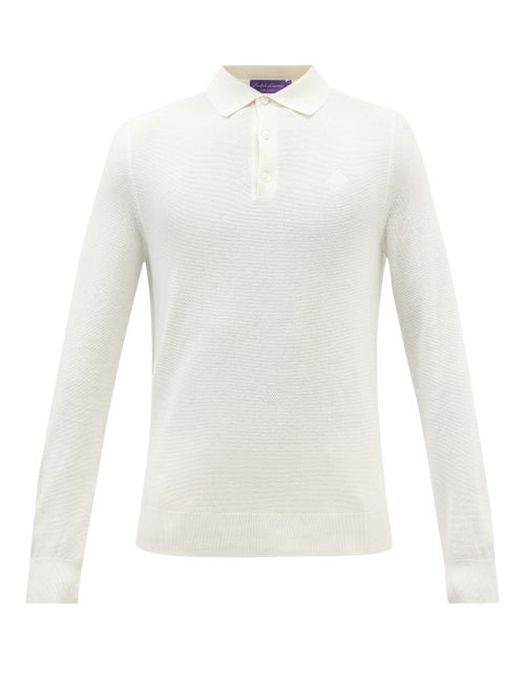 Ralph Lauren Purple Label - Long-sleeve Silk-blend Piqué Polo Shirt - Mens - Cream