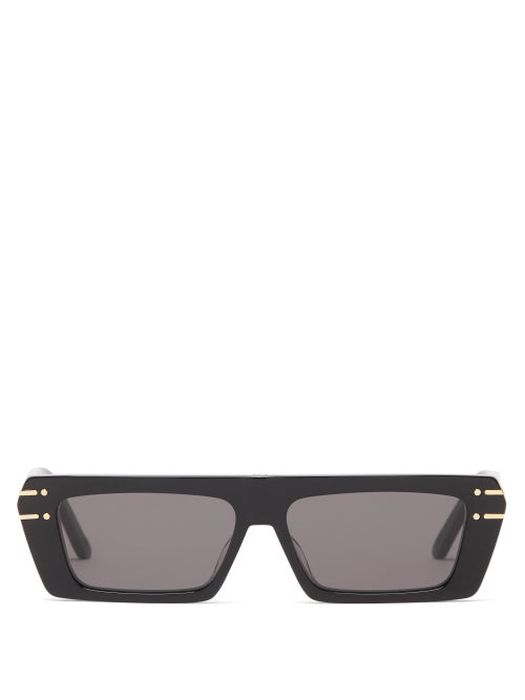 Dior - Diorsignature Rectangular Acetate Sunglasses - Womens - Black