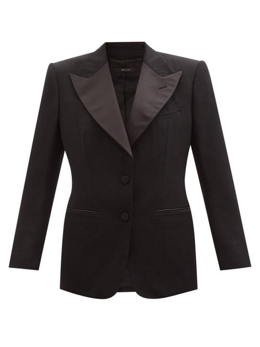 Tom Ford - Fluid Silk-trim Wool-crepe Tuxedo Jacket - Womens - Black
