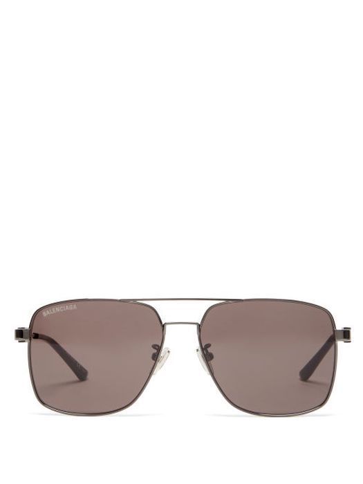 Balenciaga Eyewear - Aviator Metal Sunglasses - Mens - Grey