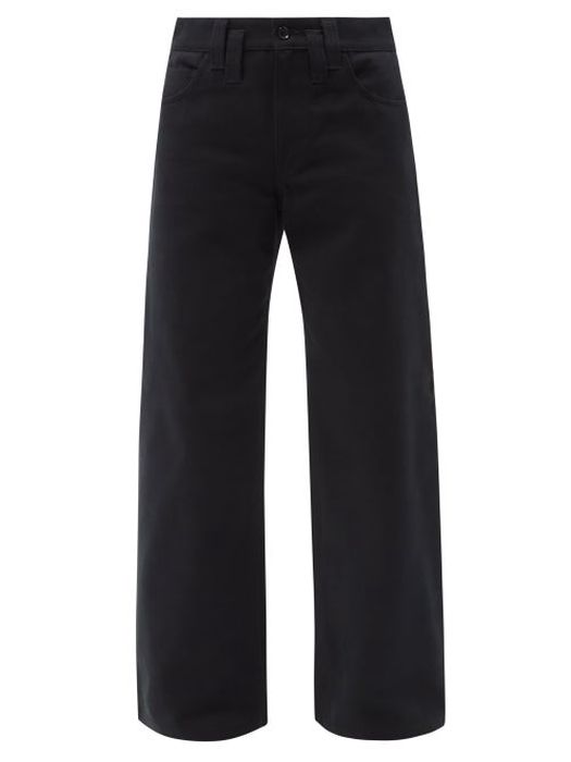 Versace - Greca Wide-leg Cotton-denim Trousers - Mens - Black