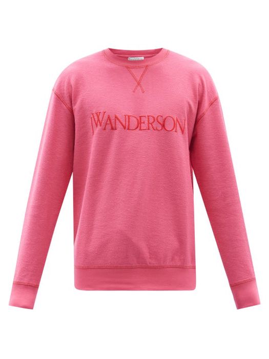 JW Anderson - Logo-embroidered Cotton-jersey Sweatshirt - Mens - Pink