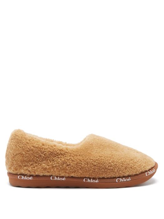 Chloé - Woody Shearling Slippers - Womens - Tan
