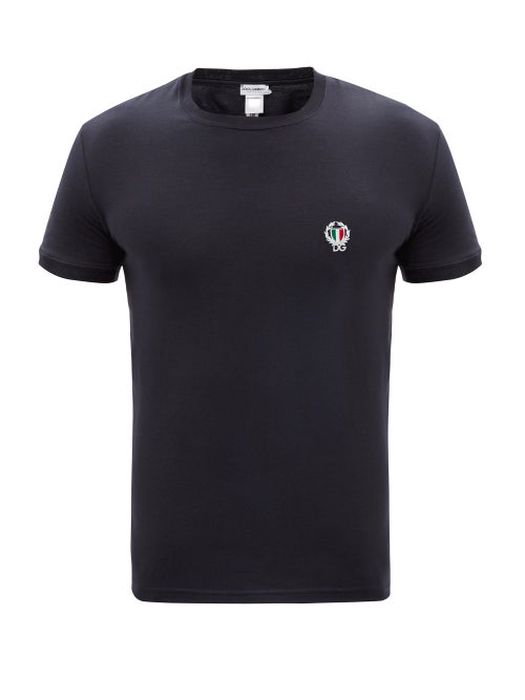Dolce & Gabbana - Logo-embroidered Cotton-blend Jersey T-shirt - Mens - Navy