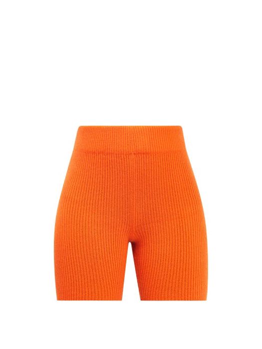 The Elder Statesman - High-rise Ribbed-cashmere Shorts - Womens - Orange