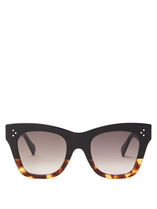 Celine Eyewear - Gradient Square Acetate Sunglasses - Womens - Black Brown