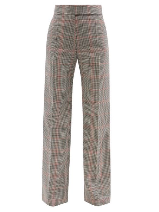 Alexandre Vauthier - High-rise Houndstooth Wool-blend Trousers - Womens - Grey Multi