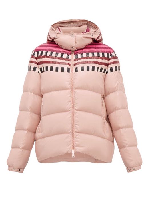 1 Moncler Pierpaolo Piccioli - Evelyn Colour-block Quilted Down Hooded Jacket - Womens - Light Pink