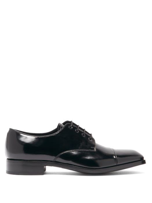 Prada - Spazzolato-leather Derby Shoes - Mens - Black