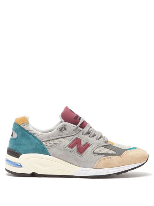 New Balance - 990v2 Suede And Mesh Trainers - Mens - Grey Multi