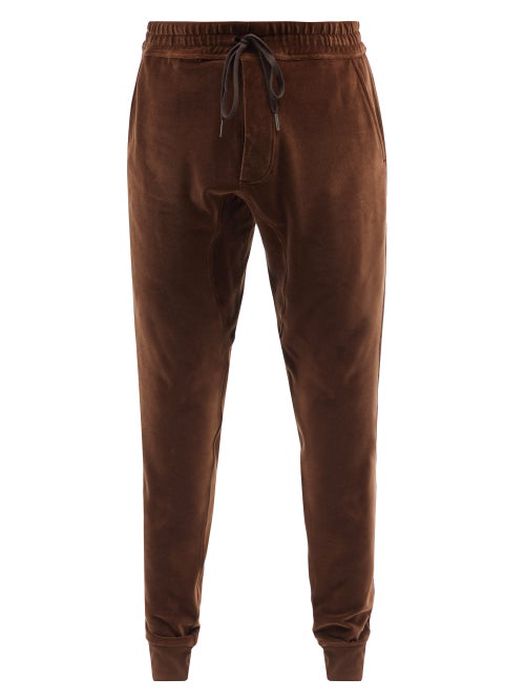 Tom Ford - Elasticated-waist Cotton-blend Velour Track Pants - Mens - Brown