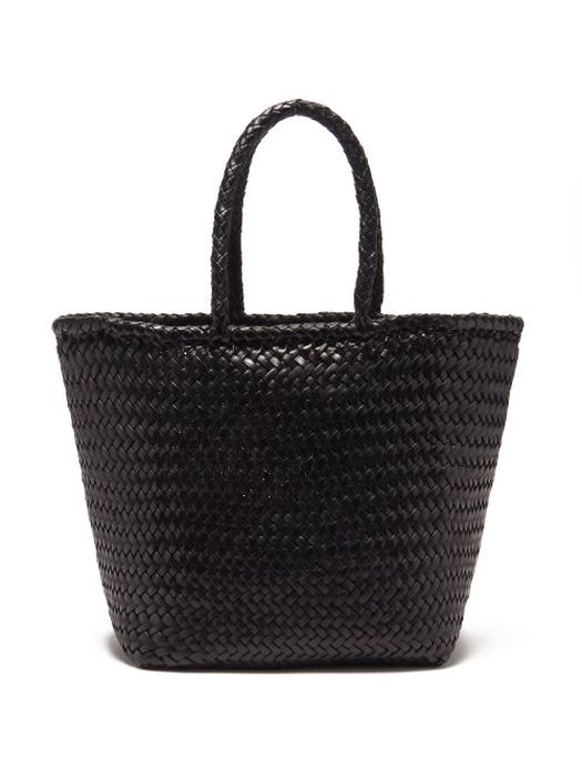 Dragon Diffusion - Grace Double Jump Small Woven-leather Basket Bag - Womens - Black