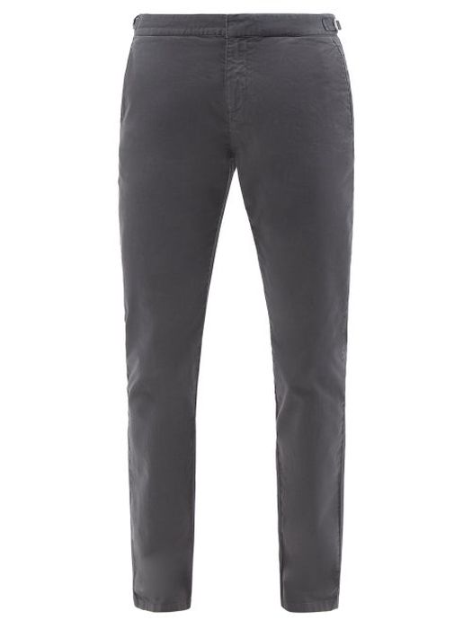 Orlebar Brown - Campbell Ii Cotton-blend Straight-leg Trousers - Mens - Dark Grey