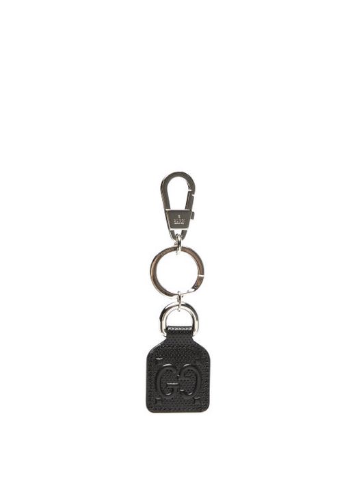 Gucci - GG-monogram Perforated-leather Key Ring - Mens - Black
