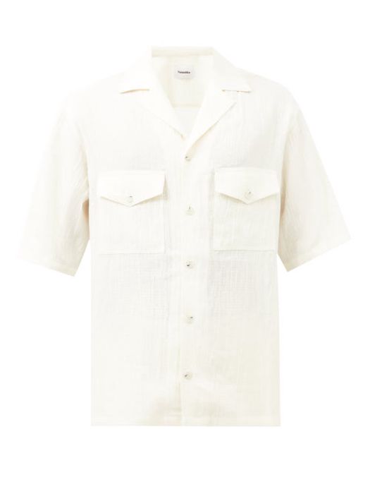 Nanushka - Denis Cuban-collar Cotton And Linen-blend Shirt - Mens - Cream