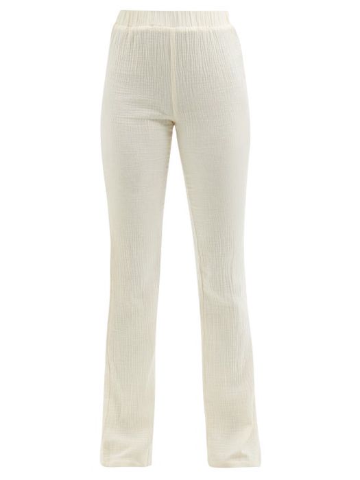 Albus Lumen - Elasticated-waist Cotton-muslin Trousers - Womens - Cream