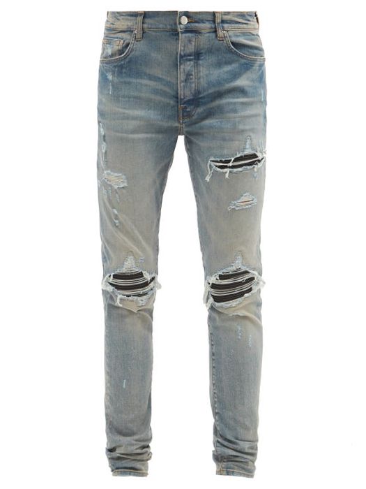Amiri - Mx1 Distressed Slim-leg Jeans - Mens - Blue