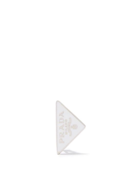 Prada - Logo Plaque Sterling-silver Single Earring - Womens - White