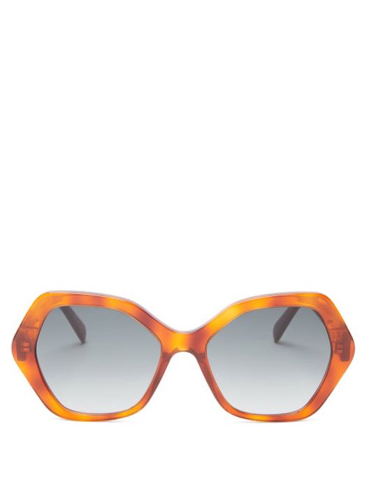 Celine Eyewear - Hexagonal Tortoiseshell-acetate Sunglasses - Womens - Tortoiseshell
