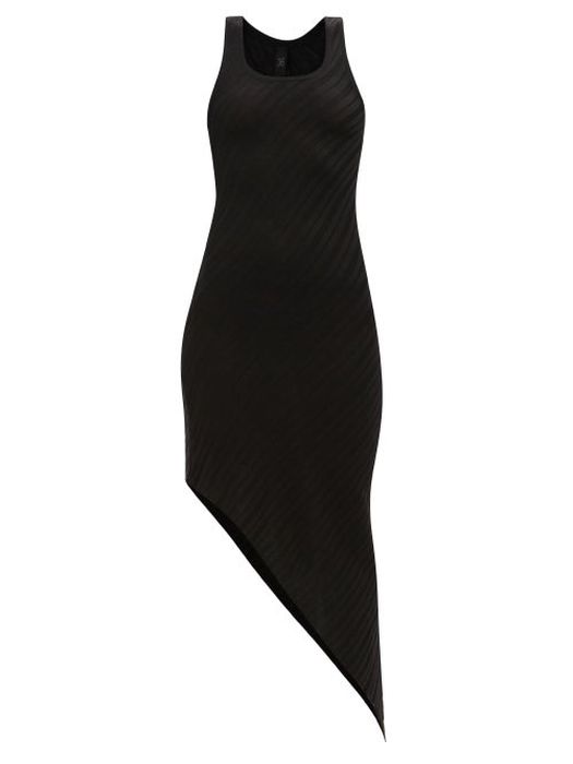 Petar Petrov - Alic Diagonal-jacquard Asymmetric Silk Dress - Womens - Black