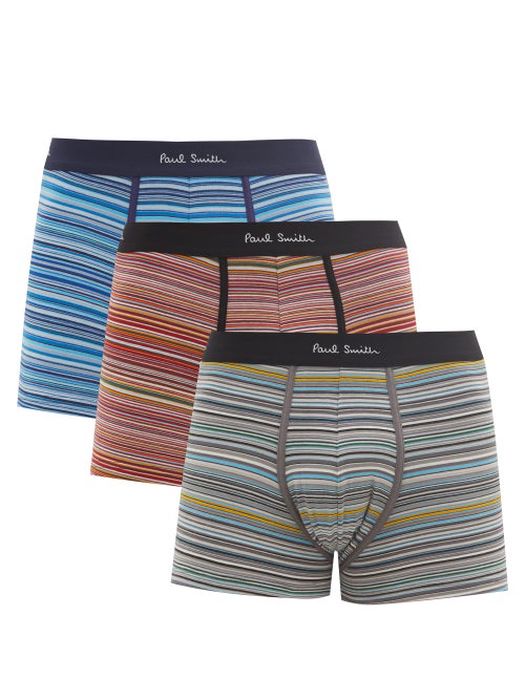 Paul Smith - Pack Of Three Striped Stretch-cotton Boxer Briefs - Mens - Multi