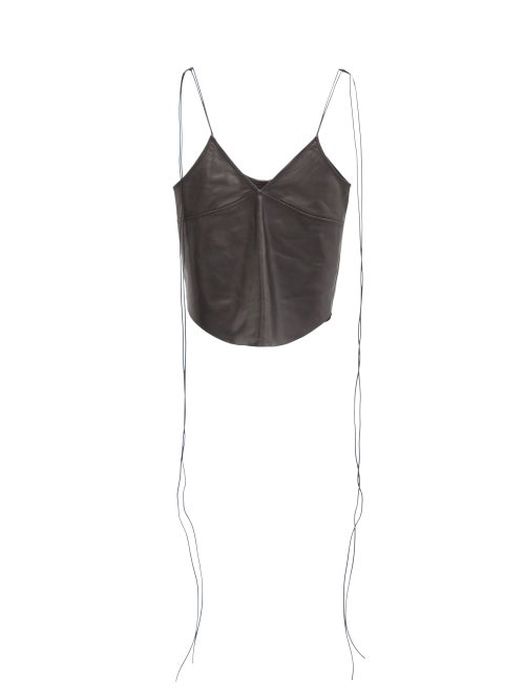 Petar Petrov - Colby Knotted-strap Leather Cami Top - Womens - Black