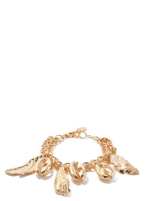 Elise Tsikis - Herode Shell-charm 24kt Gold-plated Chain Bracelet - Womens - Yellow Gold
