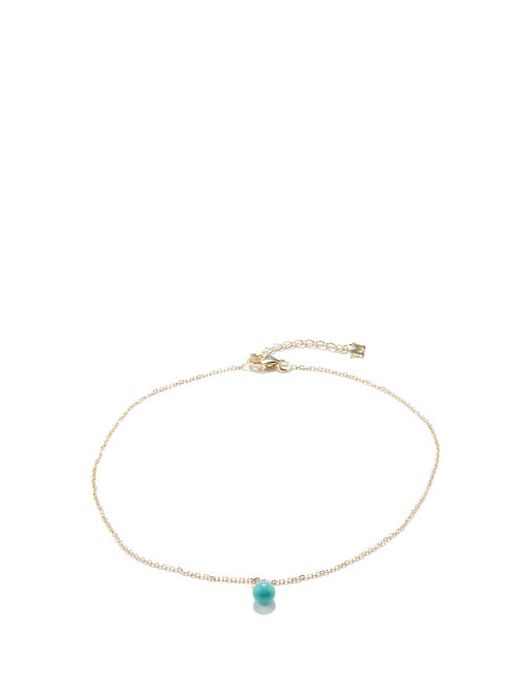 Mateo - Turquoise & 14kt Gold Anklet - Womens - Yellow Gold