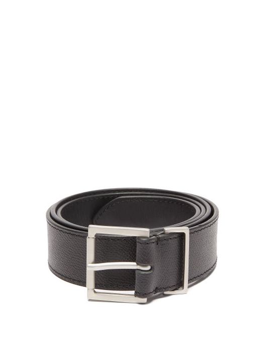Maison Margiela - Topstitched Grained-leather Belt - Mens - Black