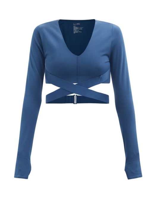 Le Ore - Corso Stretch-jersey Cropped Top - Womens - Blue