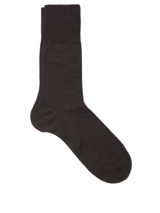 Falke - Airport Wool-blend Socks - Mens - Dark Grey