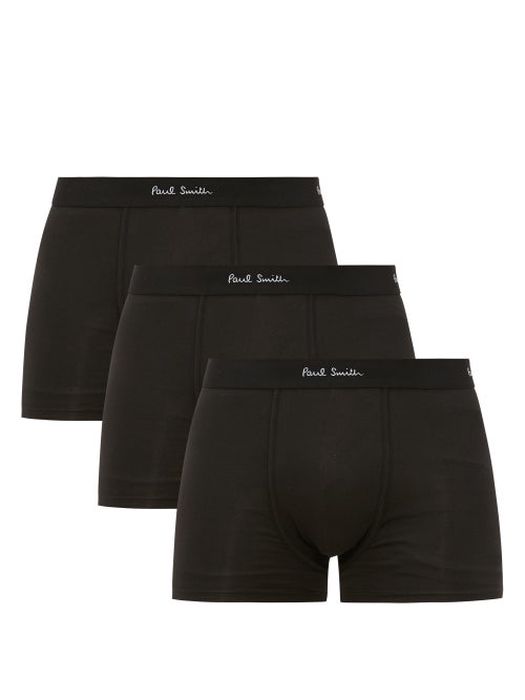 Paul Smith - Pack Of Three Cotton-blend Boxer-briefs - Mens - Black