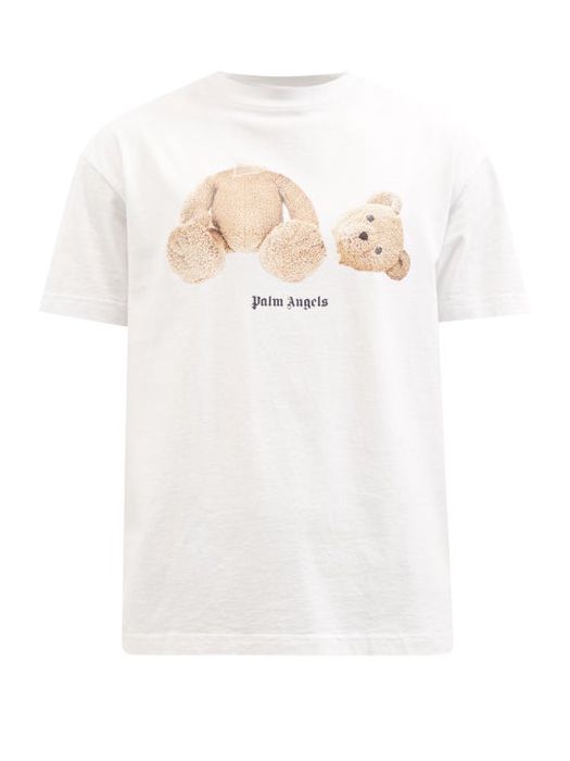 Palm Angels - Teddy Bear-print Cotton-jersey T-shirt - Mens - White