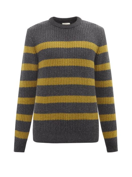 Oliver Spencer - Blenheim Striped Ribbed-wool Sweater - Mens - Grey Multi