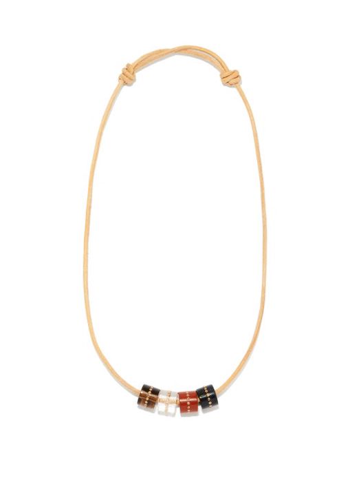 Dezso - Diamond, 18kt Rose-gold & Leather Necklace - Womens - Multi