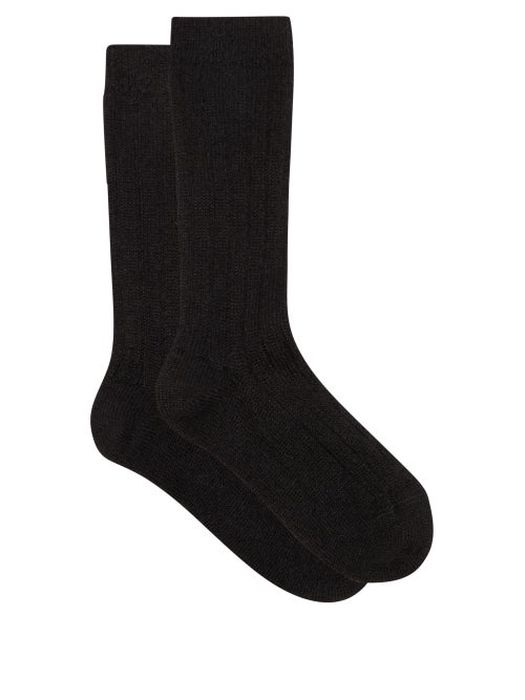 Raey - Ribbed Mohair-blend Socks - Womens - Black